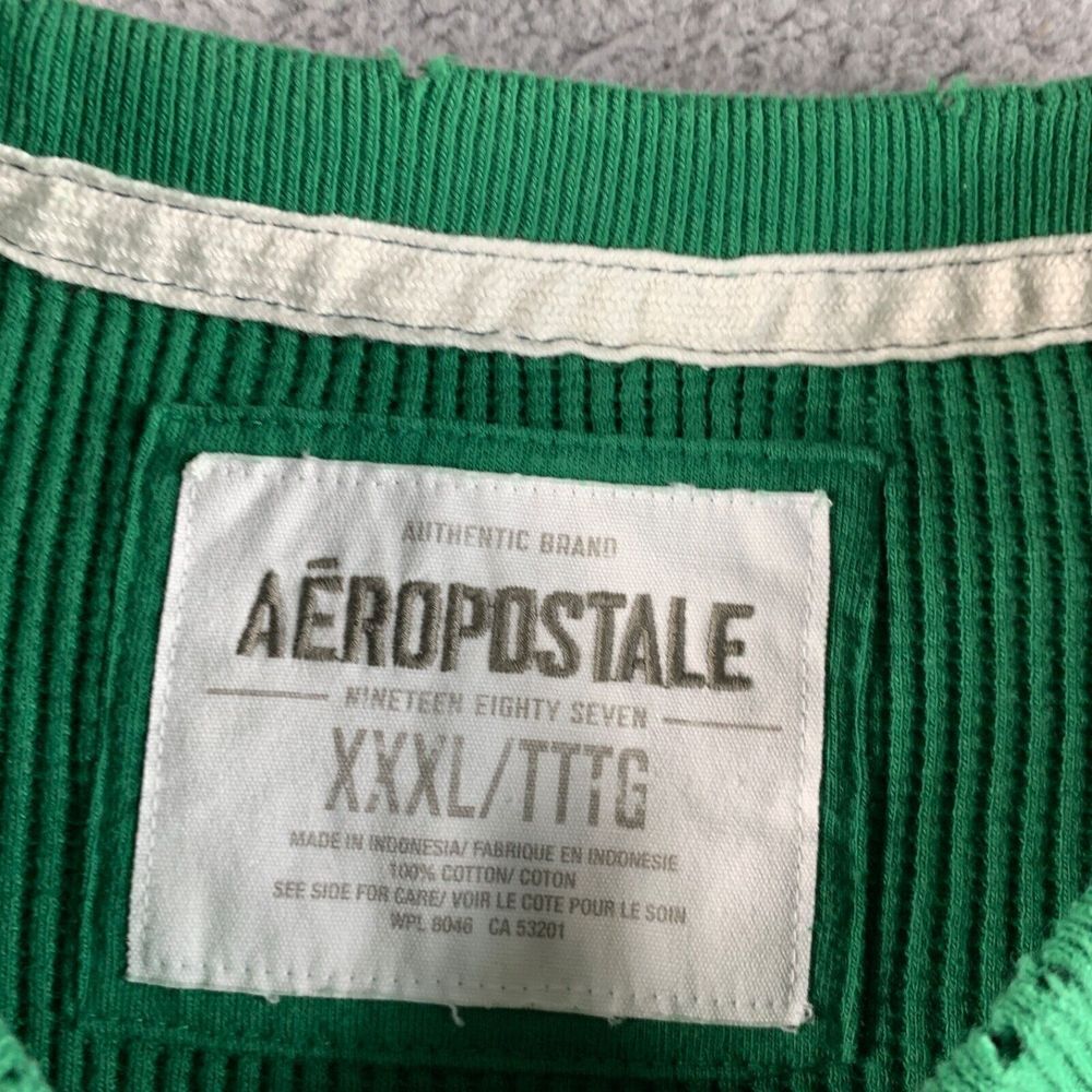 NEW Aeropostale T Shirt Mens 3XL Green Thermal Waffle Knit Pullover Heavyweight - Picture 3 of 16